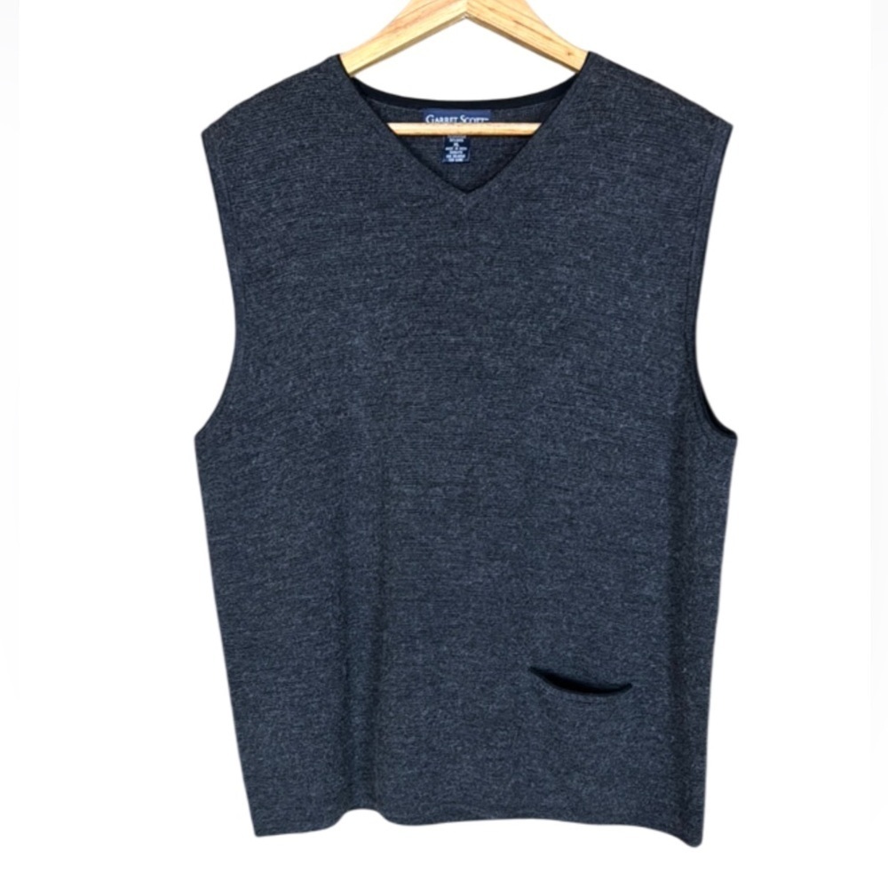 Garret Scott wool blend sweater vest Charcoal gray color Size XL